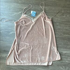 Vintage Free People Light Pink Velvet Intimately Cami
